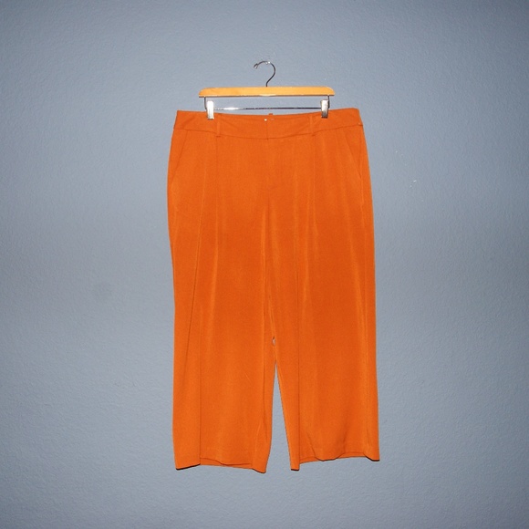 NEW Burnt Orange Wide-Leg Crop Fashion Pants 16 B3 - Picture 4 of 8